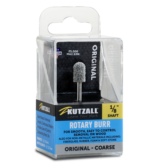 Kutzall 1/4" x 1/2" Ball Nose Burr, 1/8" Shaft
