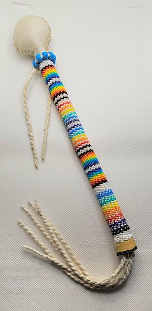 Beaded Rawhide Rattle