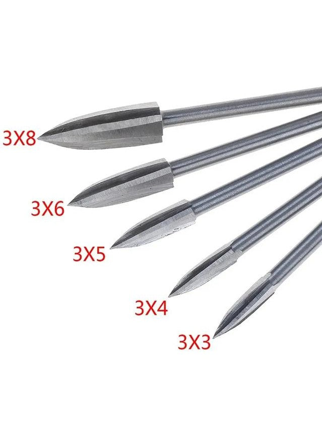 HSS 3 mm Shank Carving/Milling Cutter 5 piece set: 3 mm, 4 mm, 5 mm, 6 mm and 8 mm
