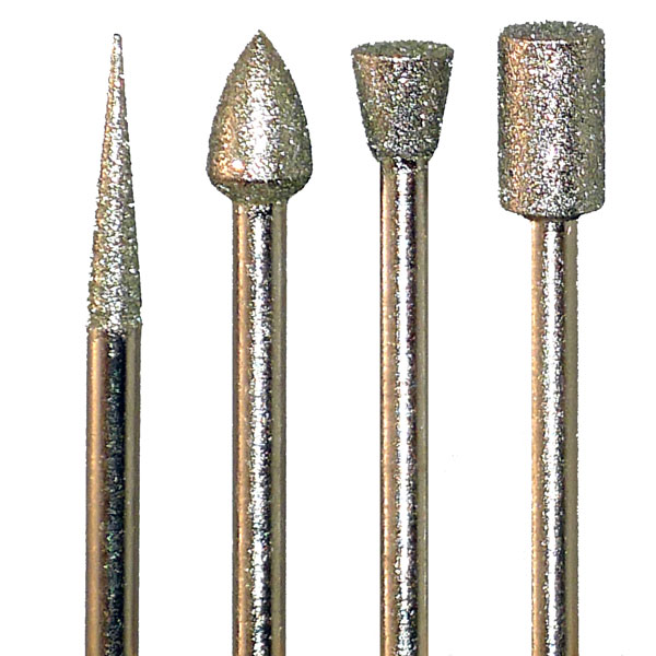 Diamond Burrs for Carving Rotary Tool 1/4-Inch Shank 6mm Pointed 150 Grit 5 Pcs Cylindrical 8mm 