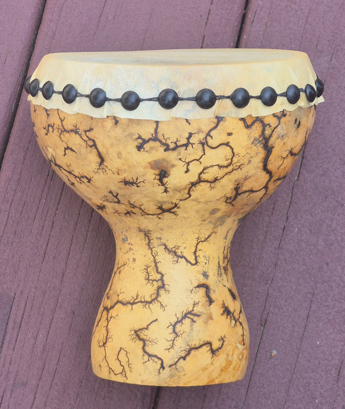 Make a Drum or Thunder Gourd Using a Rawhide Drum Head and Upholstery Nails