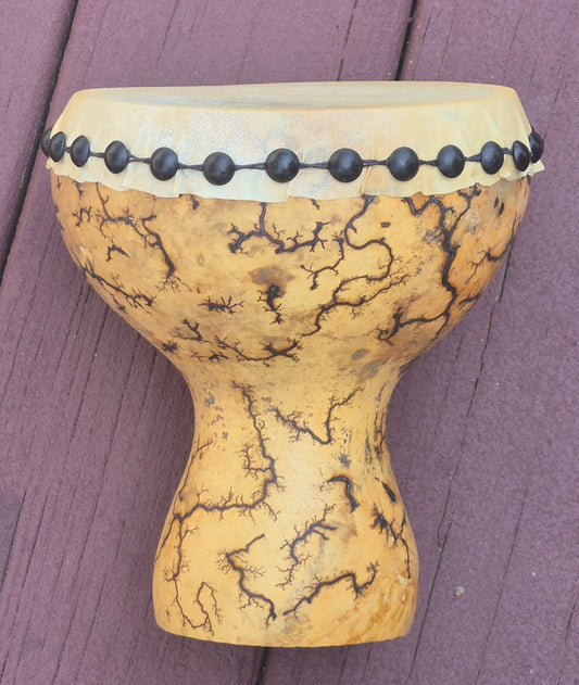 Make a Drum or Thunder Gourd Using a Rawhide Drum Head and Upholstery Nails