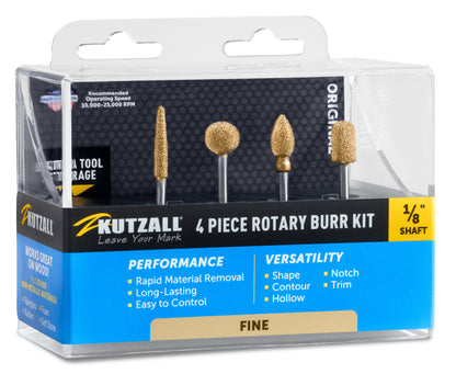 Kutzall 4 Piece Burr Kit Fine 1/8" Shaft