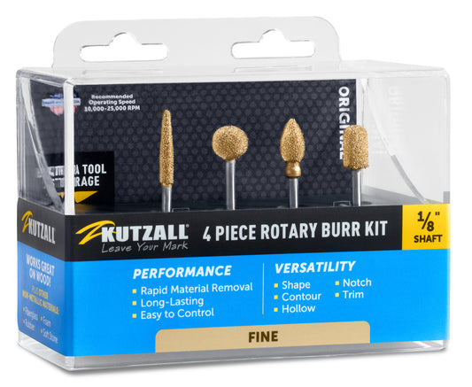 Kutzall 4 Piece Burr Kit Fine 1/8" Shaft