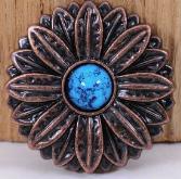 Copper Sunflower Concho w/turquoise stone