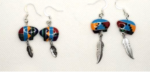 Inlaid fetish bear earrings