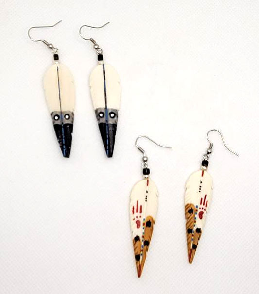 Large Bone Feather Earrings