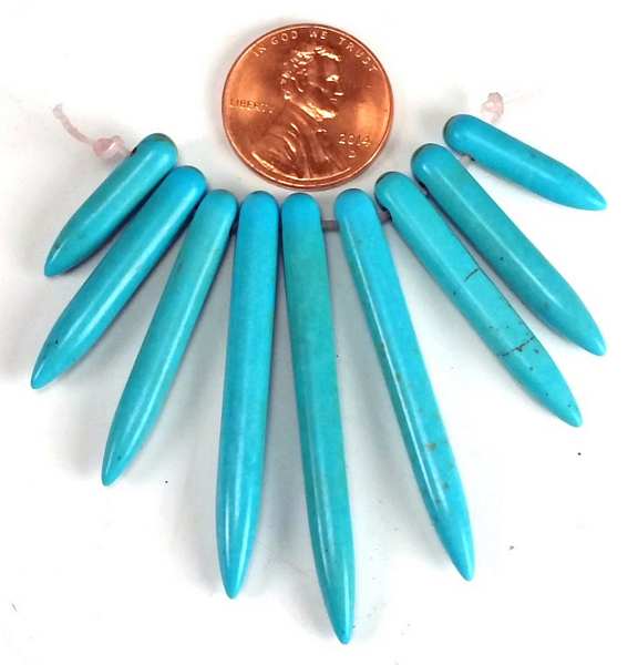 Magnesite Turquoise and Coral Spears