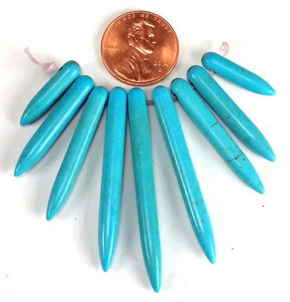 Magnesite Turquoise and Coral Spears