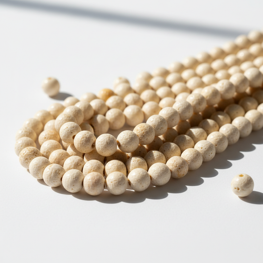 Round Bone Bead Strands antique White