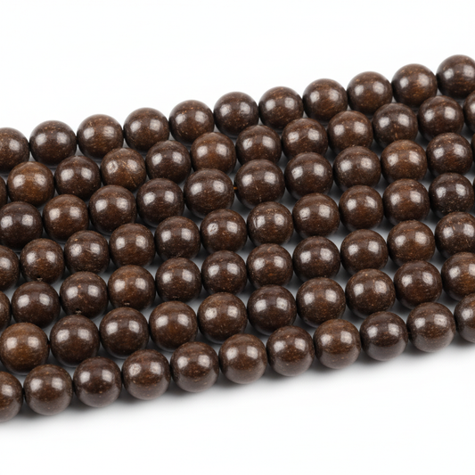Round Bone Bead Strands Dark Brown